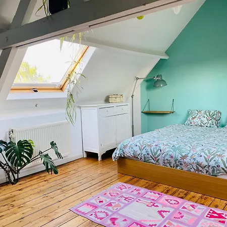 Pensión Ruime Zolderkamer In Herenhuis Met Dubbel Bed Amberes